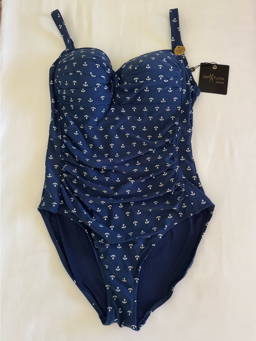NWT NipTuck one piece swimsuit size 10. Navy blue w/white anchors. Adorable! - Picture 1 of 4